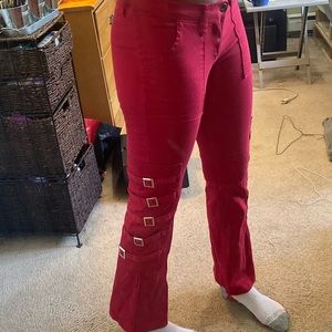 Red buckle trouser